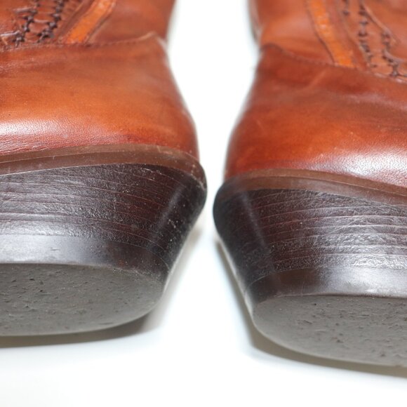 Vintage Gianni Leather Brown Woven Cowboy Boots Size 6 Half B - Picture 12 of 16